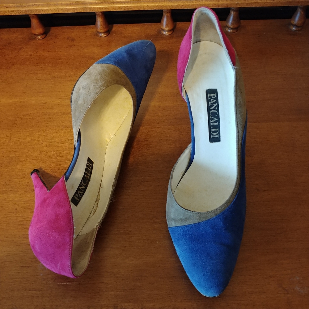 Vintage Pancaldi Tri Color Suede Pumps